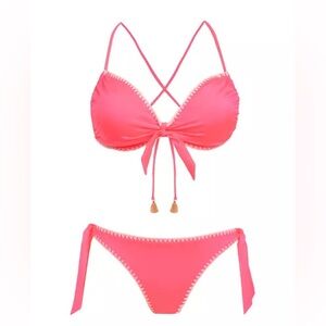 Swimsuits For All- Ashley Graham- 2 Piece String Bikini- Bright Coral- Size 16